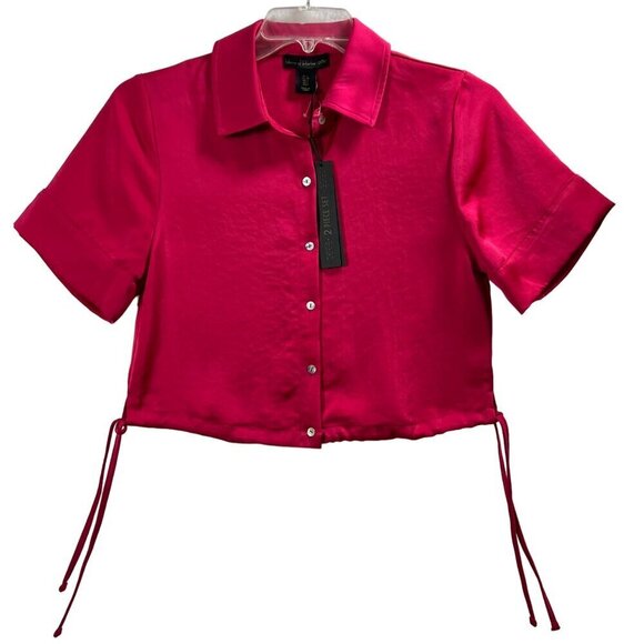 House of Harlow Satin SET Sm Top Lg pants High Elastic Waist Pink Barbiecore NWT - Picture 12 of 16